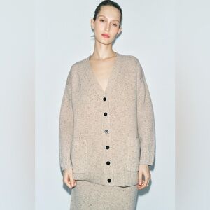 [SET] Women's Beige Cardigan Sweater + Skirt